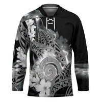 Piko Hawaiian Hockey Jersey Monochrome Galaxy Spiral Plumeria Tribal Patterns
