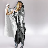 Piko Hawaiian Hooded Blanket Monochrome Galaxy Spiral Plumeria Tribal Patterns