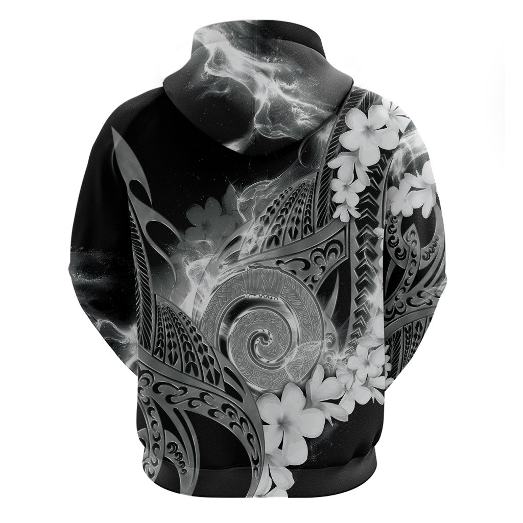Piko Hawaiian Hoodie Monochrome Galaxy Spiral Plumeria Tribal Patterns
