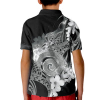 Piko Hawaiian Kid Polo Shirt Monochrome Galaxy Spiral Plumeria Tribal Patterns
