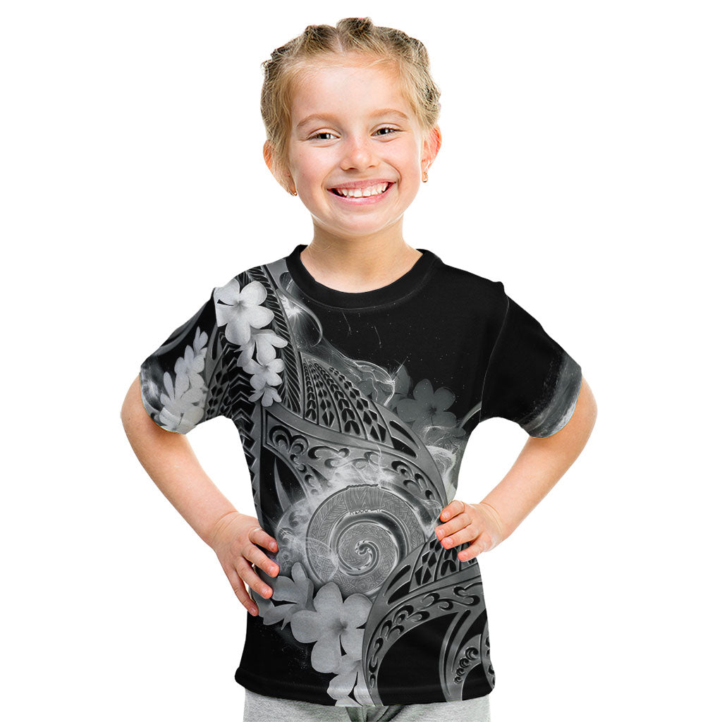 Piko Hawaiian Kid T Shirt Monochrome Galaxy Spiral Plumeria Tribal Patterns
