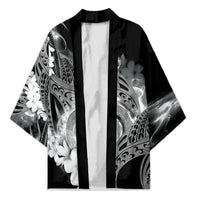 Piko Hawaiian Kimono Monochrome Galaxy Spiral Plumeria Tribal Patterns