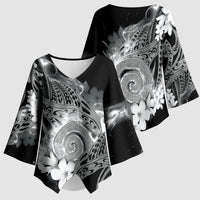 Piko Hawaiian Kimono Sleeve Blouse Monochrome Galaxy Spiral Plumeria Tribal Patterns