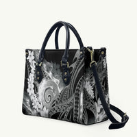 Piko Hawaiian Leather Bag Monochrome Galaxy Spiral Plumeria Tribal Patterns