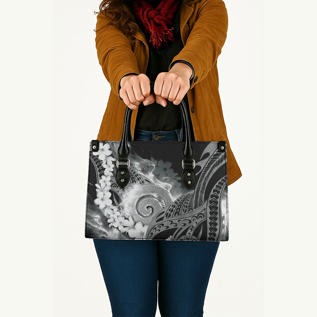 Piko Hawaiian Leather Bag Monochrome Galaxy Spiral Plumeria Tribal Patterns