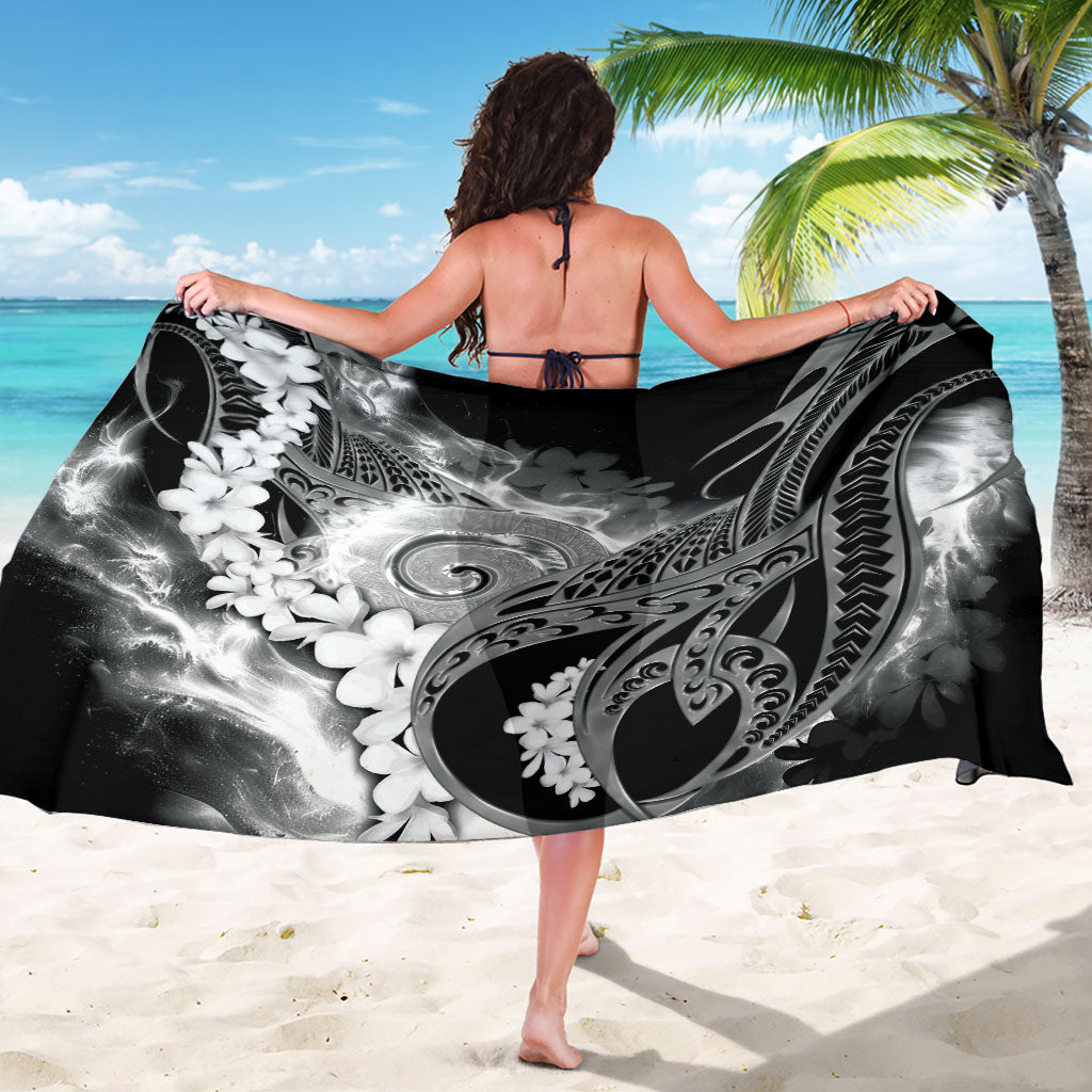 Piko Hawaiian Sarong Monochrome Galaxy Spiral Plumeria Tribal Patterns