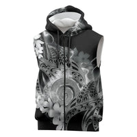 Piko Hawaiian Sleeveless Zip Hoodie Monochrome Galaxy Spiral Plumeria Tribal Patterns