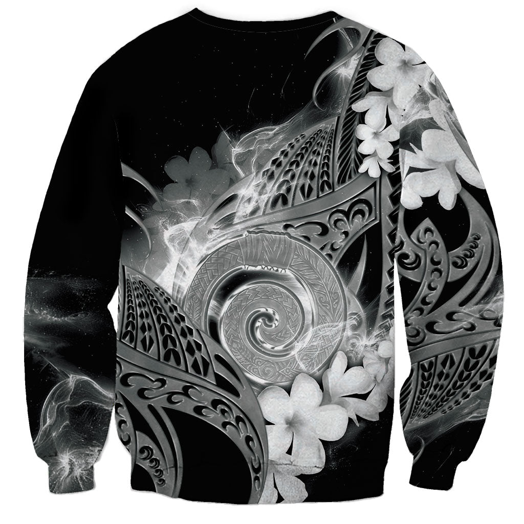 Piko Hawaiian Sweatshirt Monochrome Galaxy Spiral Plumeria Tribal Patterns