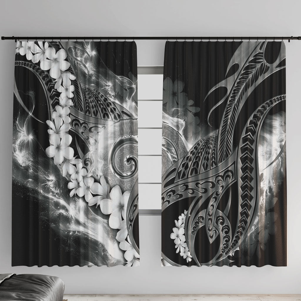 Piko Hawaiian Window Curtain Monochrome Galaxy Spiral Plumeria Tribal Patterns