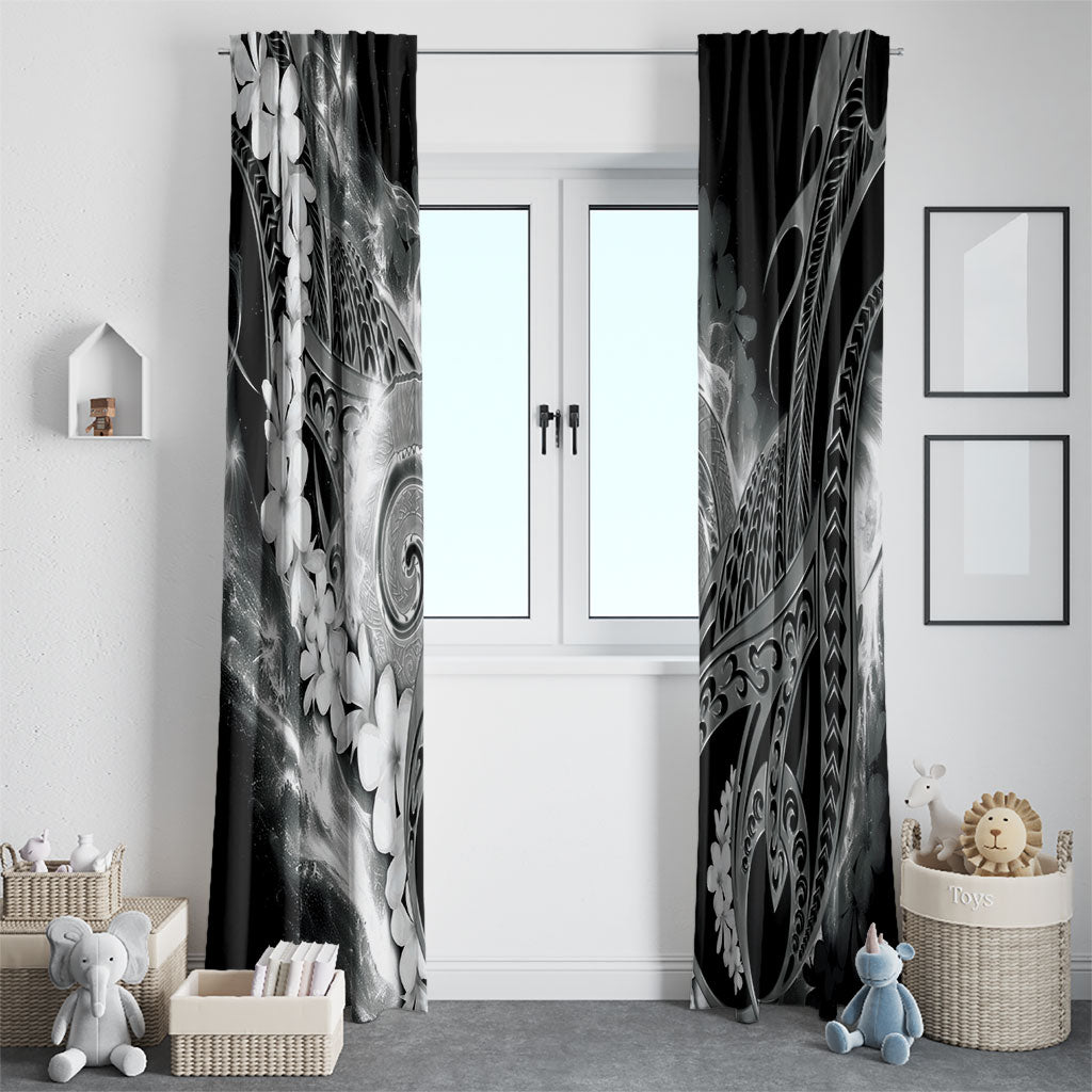 Piko Hawaiian Window Curtain Monochrome Galaxy Spiral Plumeria Tribal Patterns