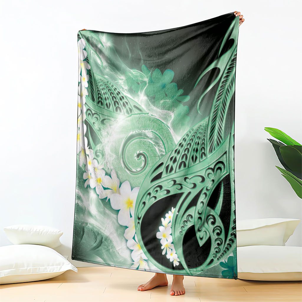 Piko Hawaiian Blanket Green Galaxy Spiral Plumeria Tribal Patterns