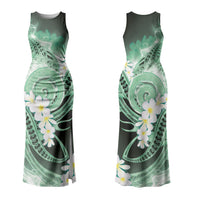 Piko Hawaiian Couples Matching Tank Maxi Dress and Long Sleeve Button Shirt Green Galaxy Spiral Plumeria Tribal Patterns