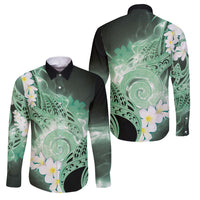 Piko Hawaiian Family Matching Puletasi and Hawaiian Shirt Green Galaxy Spiral Plumeria Tribal Patterns