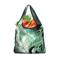 Piko Hawaiian Grocery Bag Green Galaxy Spiral Plumeria Tribal Patterns