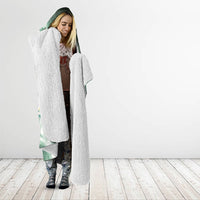 Piko Hawaiian Hooded Blanket Green Galaxy Spiral Plumeria Tribal Patterns