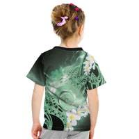 Piko Hawaiian Kid T Shirt Green Galaxy Spiral Plumeria Tribal Patterns