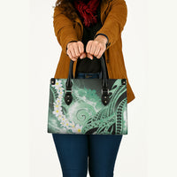 Piko Hawaiian Leather Bag Green Galaxy Spiral Plumeria Tribal Patterns