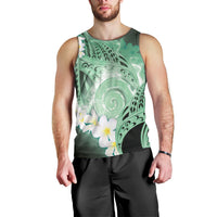 Piko Hawaiian Men Tank Top Green Galaxy Spiral Plumeria Tribal Patterns