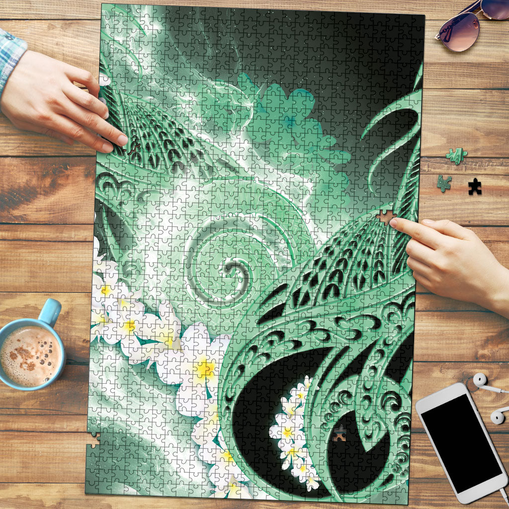 Piko Hawaiian Puzzle Green Galaxy Spiral Plumeria Tribal Patterns DT05 Green - Polynesian Pride
