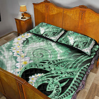 Piko Hawaiian Quilt Bed Set Green Galaxy Spiral Plumeria Tribal Patterns