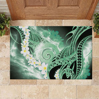 Piko Hawaiian Rubber Doormat Green Galaxy Spiral Plumeria Tribal Patterns