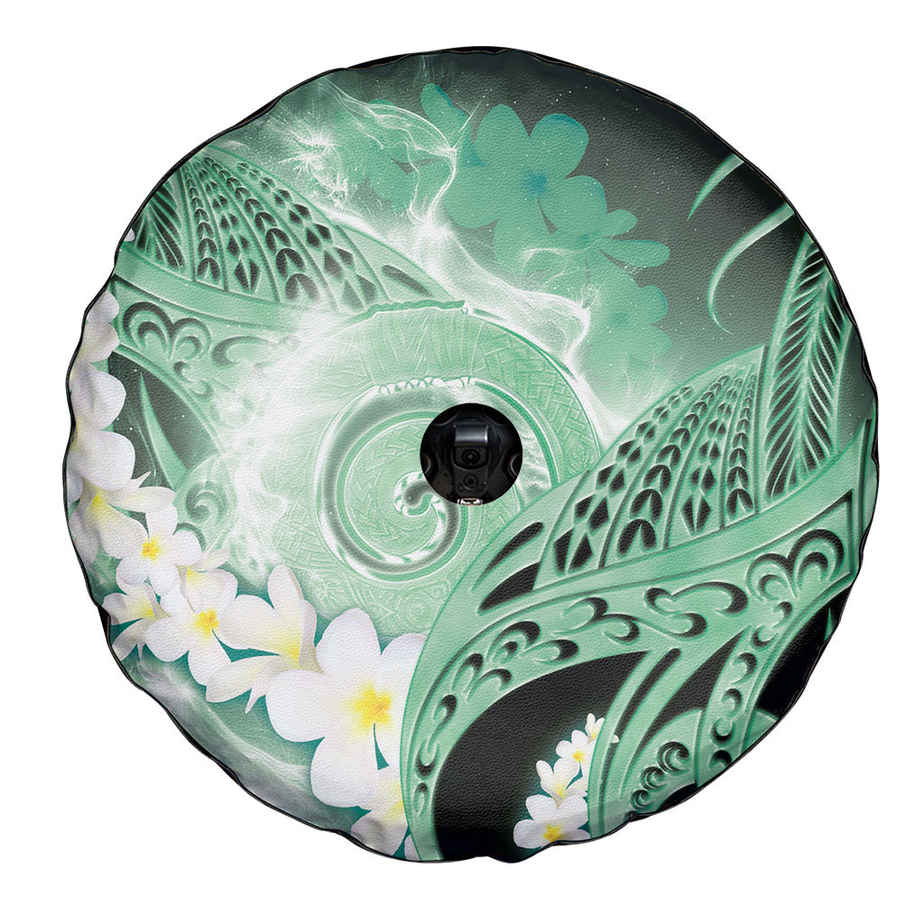 Piko Hawaiian Spare Tire Cover Green Galaxy Spiral Plumeria Tribal Patterns
