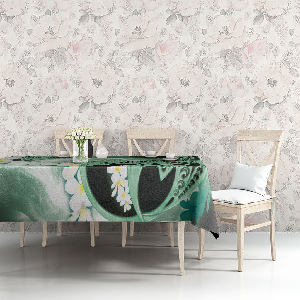 Piko Hawaiian Tablecloth Green Galaxy Spiral Plumeria Tribal Patterns