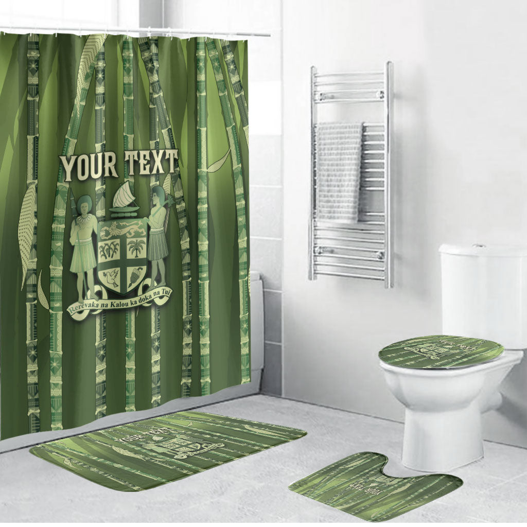 Personalised Fiji Language Week Sugarcane Masi Bathroom Set Green Tapa Tribal Pattern