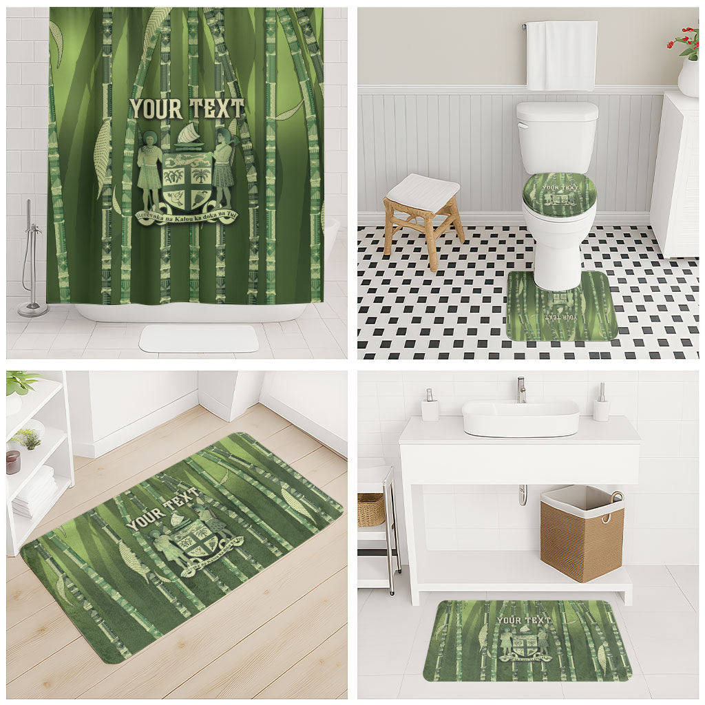 Personalised Fiji Language Week Sugarcane Masi Bathroom Set Green Tapa Tribal Pattern