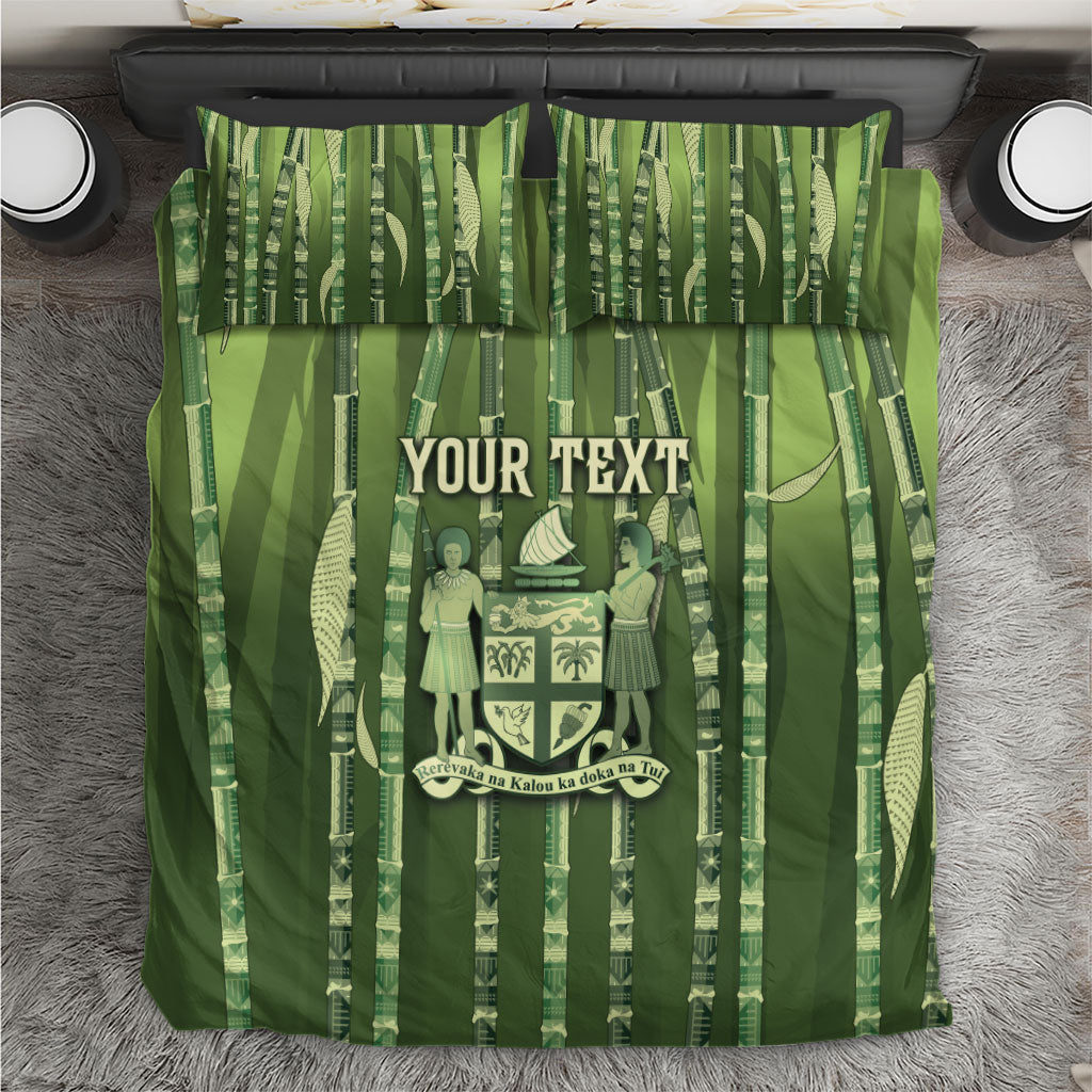 Personalised Fiji Language Week Sugarcane Masi Bedding Set Green Tapa Tribal Pattern