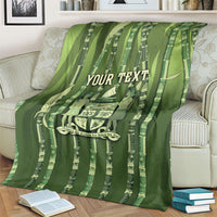Personalised Fiji Language Week Sugarcane Masi Blanket Green Tapa Tribal Pattern