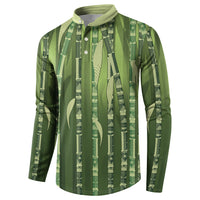 Personalised Fiji Language Week Sugarcane Masi Button Sweatshirt Green Tapa Tribal Pattern