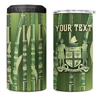 Personalised Fiji Language Week Sugarcane Masi 4 in 1 Can Cooler Tumbler Green Tapa Tribal Pattern