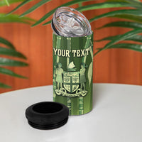 Personalised Fiji Language Week Sugarcane Masi 4 in 1 Can Cooler Tumbler Green Tapa Tribal Pattern