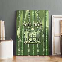 Personalised Fiji Language Week Sugarcane Masi Canvas Wall Art Green Tapa Tribal Pattern