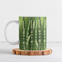 Personalised Fiji Language Week Sugarcane Masi Ceramic Mug Green Tapa Tribal Pattern