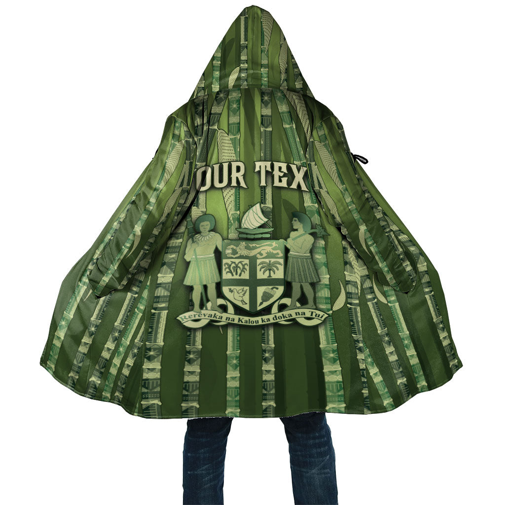 Personalised Fiji Language Week Sugarcane Masi Cloak Green Tapa Tribal Pattern