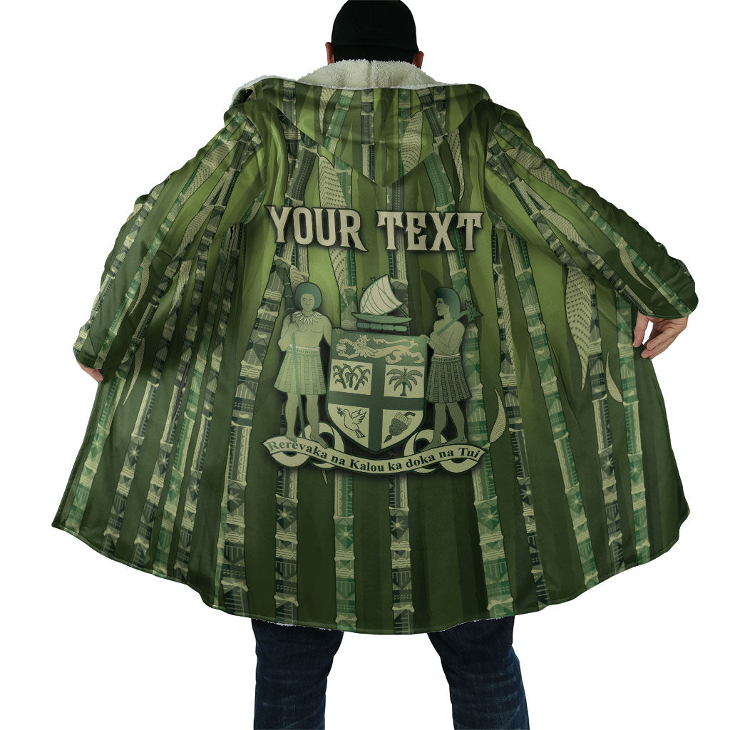 Personalised Fiji Language Week Sugarcane Masi Cloak Green Tapa Tribal Pattern