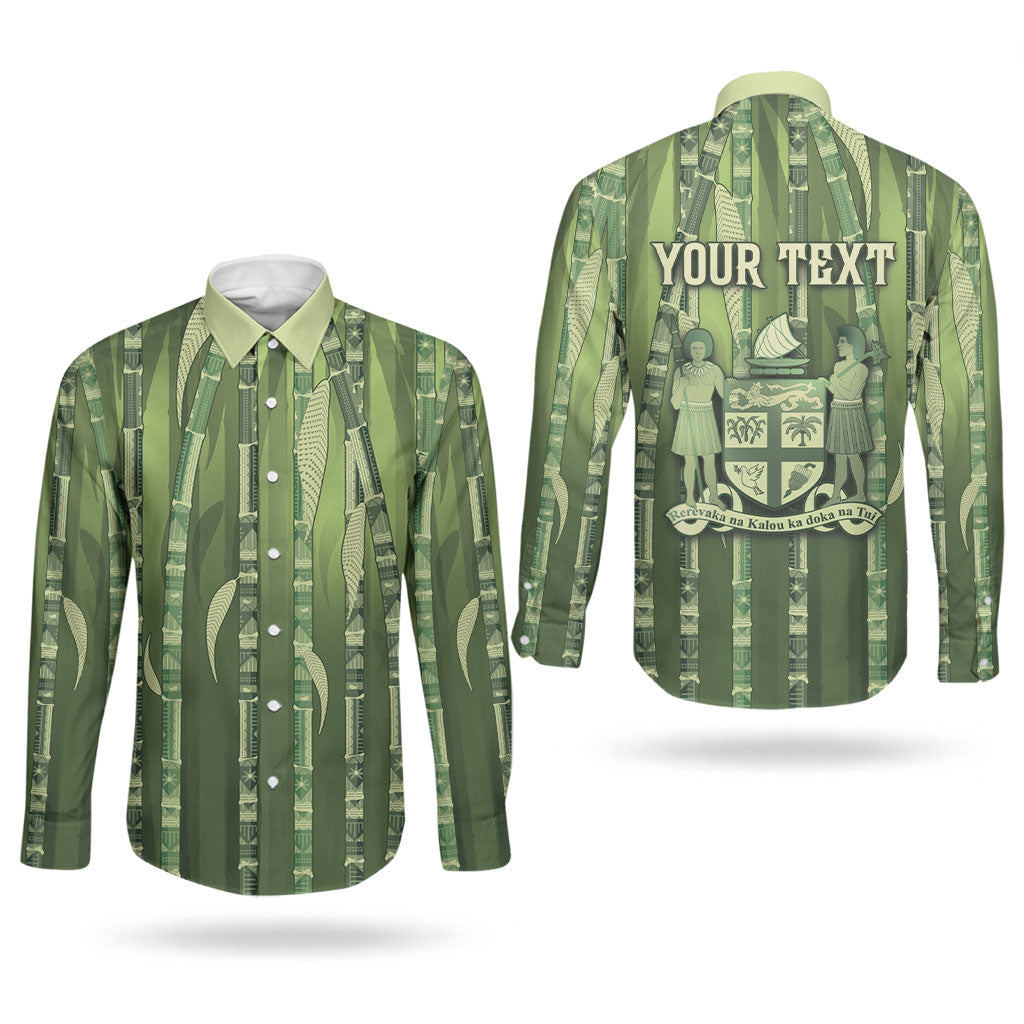 Personalised Fiji Language Week Sugarcane Masi Couples Matching Short Sleeve Bodycon Dress and Long Sleeve Button Shirt Green Tapa Tribal Pattern