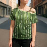 Personalised Fiji Language Week Sugarcane Masi Cross Shoulder Shirt Green Tapa Tribal Pattern