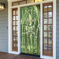 Personalised Fiji Language Week Sugarcane Masi Door Cover Green Tapa Tribal Pattern