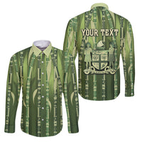 Personalised Fiji Language Week Sugarcane Masi Family Matching Off The Shoulder Long Sleeve Dress and Hawaiian Shirt Green Tapa Tribal Pattern