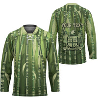Personalised Fiji Language Week Sugarcane Masi Hockey Jersey Green Tapa Tribal Pattern