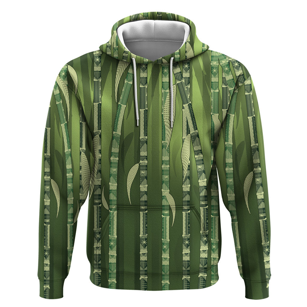 Personalised Fiji Language Week Sugarcane Masi Hoodie Green Tapa Tribal Pattern DT05 Pullover Hoodie Green - Polynesian Pride