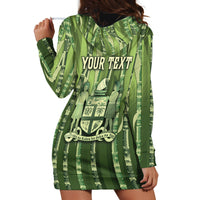 Personalised Fiji Language Week Sugarcane Masi Hoodie Dress Green Tapa Tribal Pattern