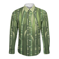 Personalised Fiji Language Week Sugarcane Masi Long Sleeve Button Shirt Green Tapa Tribal Pattern