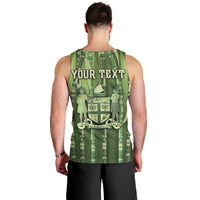 Personalised Fiji Language Week Sugarcane Masi Men Tank Top Green Tapa Tribal Pattern