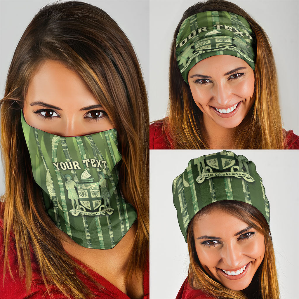 Personalised Fiji Language Week Sugarcane Masi Neck Gaiter Green Tapa Tribal Pattern