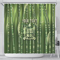 Personalised Fiji Language Week Sugarcane Masi Shower Curtain Green Tapa Tribal Pattern