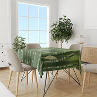 Personalised Fiji Language Week Sugarcane Masi Tablecloth Green Tapa Tribal Pattern